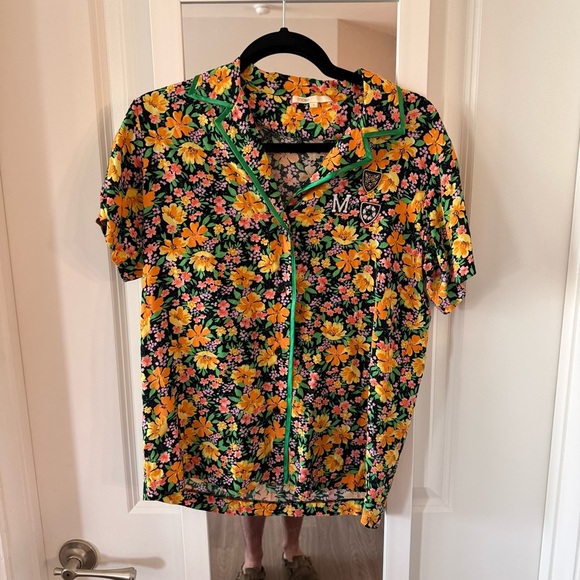 Maje Cikael Piped Floral-Motif Shirt Size 1 Color Yellow Green - Picture 1 of 4